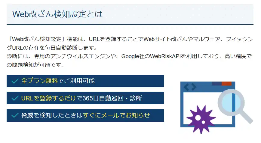 Web改ざん検知機能の説明